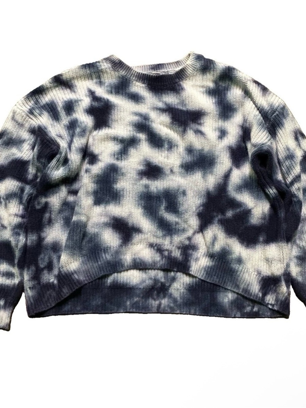 Women’s SO Blue White Knit Crewneck Sweater Size Large Sweater